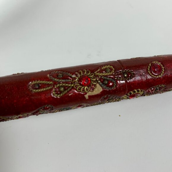 Vintage Red Enamel Letter Opener & Magnifying Glass Set - Floral Design Handles - Picture 7 of 8